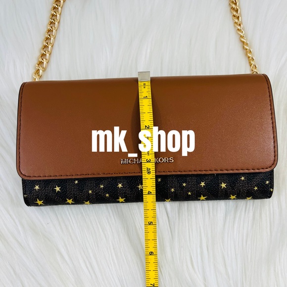 Michael Kors Jet Set Charm Star Print Large Wallet On A Chain Crossbody Bag - Picture 11 of 14